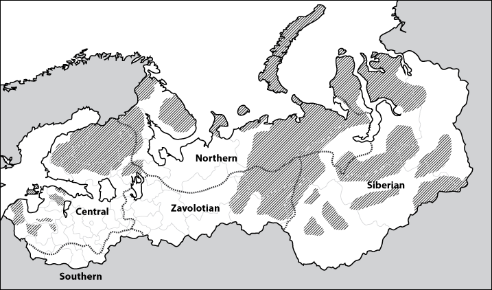 A map of major Novegradian dialect zones